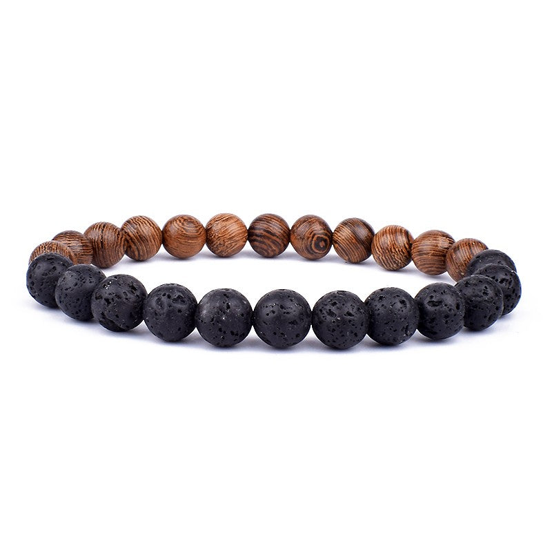 Pulseira de Pedra Vulcânica para Homens Lava Madeira 8mm Contas Pulseira Buda Tibetano Corrente de Pulso Feminina Masculina Jóias Presente Novas Pulseiras