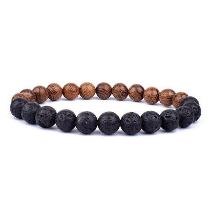 Pulseira de Pedra Vulcânica para Homens Lava Madeira 8mm Contas Pulseira Buda Tibetano Corrente de Pulso Feminina Masculina Jóias Presente Novas Pulseiras