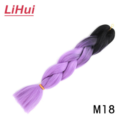 Cabelo Sintético Trança Jumbo 24 Polegadas Ombre Jumbo Extensão de Cabelo para Mulheres Tranças DIY Roxo Rosa Amarelo Cinza Lihu