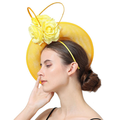Lindo Vestido Formal de Casamento Chapéu Fedora Feminino Grande Derby Casquete de Flor da Moda Fascinator Chapéu Feito à Mão Ocasião Chapelaria