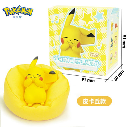 POKEMON Original Posição de Dormir Pikachu Charmander Slowpoke Meowth Rowlet Figuras Boneco de Ação Genuíno Brinquedo Presente