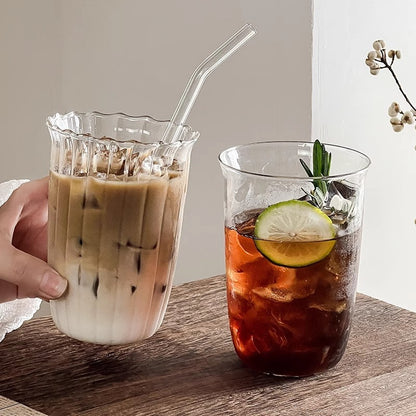 Copos de café gelado Copo de vidro estético Garrafa de água Copos para beber Utensílios de mesa decorativos Caneca de café gelado Copo de coquetel