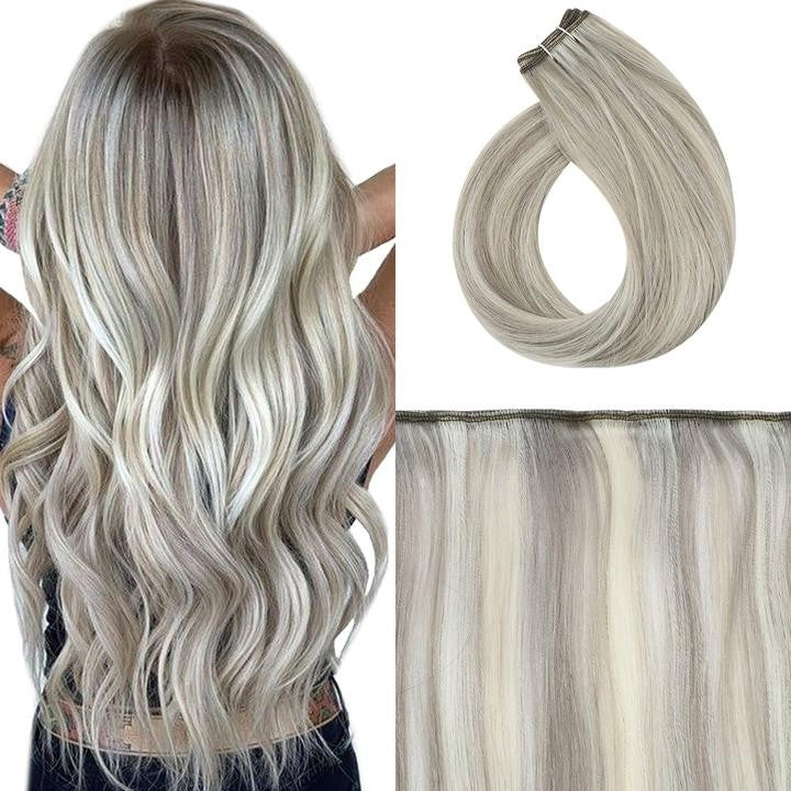Full Shine Virgin Flat Silk Weft Sew In Hair Bundle Straight Human Hair Extensions 100% Real Human Hair Weft For Women For Salon