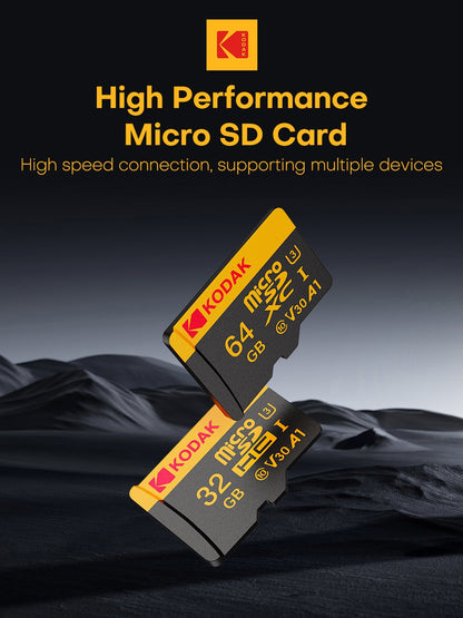 KODAK 100% Original Micro sd Card 32GB 64GB 128GB 256GB Microsd Memory Card Class10 SDXC U3 4K TF Card for Drone Phone Charmera