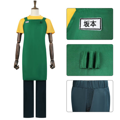 Anime Sakamoto Days Taro Sakamoto Cosplay Costume Yellow Retired T-Shirt Green Apron Glasses Halloween Party Suit For Men