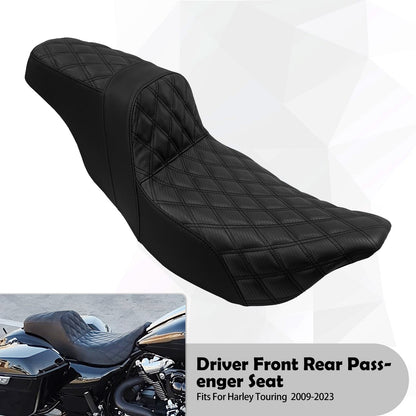 Assento Almofadado para Piloto e Passageiro de Moto, Duplo Dianteiro e Traseiro para Harley Touring CVO Road King Electra Street Glide FLTRX 09-23