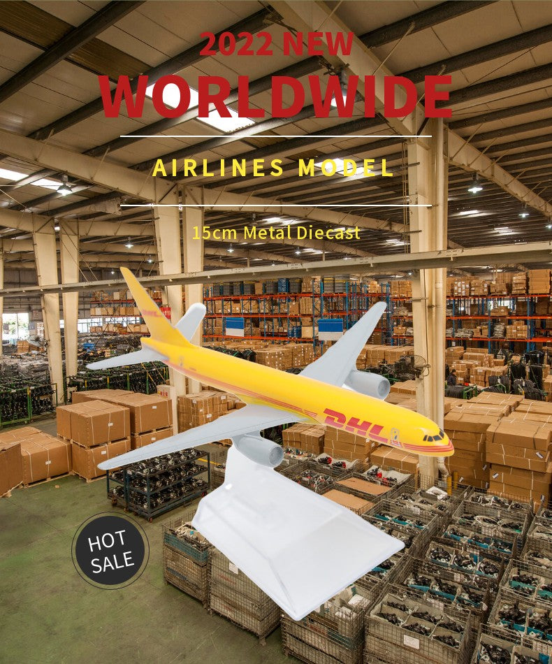 Escala 1:400 Réplica de Aeronave de Metal DHL Boeing 757 Avião Modelo Fundido Avião Miniatura para Casa Escritório Brinquedos para Crianças