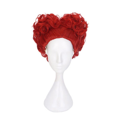 NOVA Peruca Cosplay Rainha Vermelha Rainha de Copas Vermelha Resistente ao Calor Sintética / Touca de Peruca