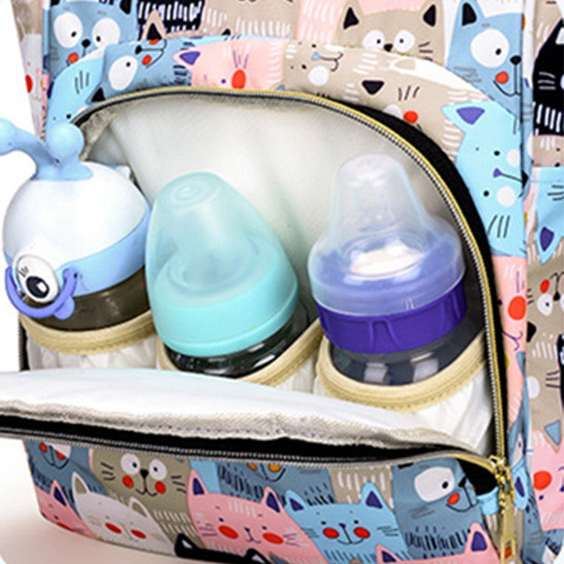 Large Capacity Mommy Bottle Insulated Storage Bag Diaper Storage Bag Cartoon Fashion Backpack Large Capacity Travel Bag New