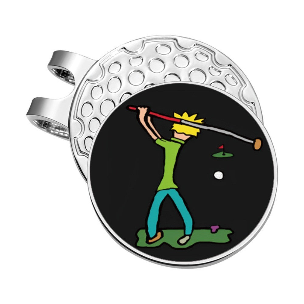 Magnetic Golf Hat Clips Golfer Pattern Position Marker Golf Ball Marker Metal Material Cartoon Golf Cap Clips Men Women