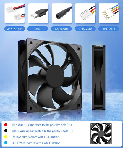 120mm 12cm 12025 Fan 5V 12V 24V 120mm*120mm*25mm Fan DC Brushless Cooling Fan 120x120x25mm USB 2PIN PC Computer Case Cooler