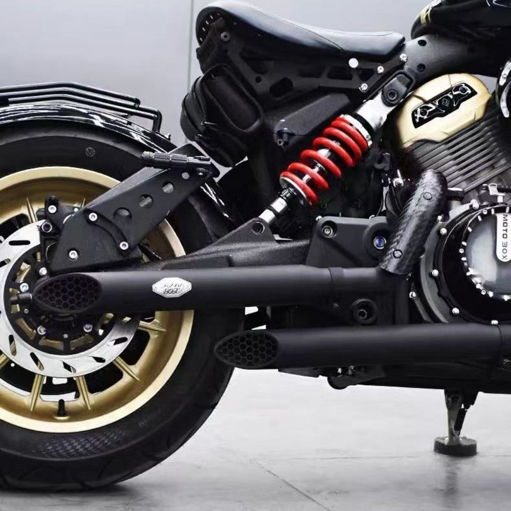 For Benda Chinchilla 450/500, the modified accessory features a rattlesnake exhaust pipe with dual outlets on the right side.