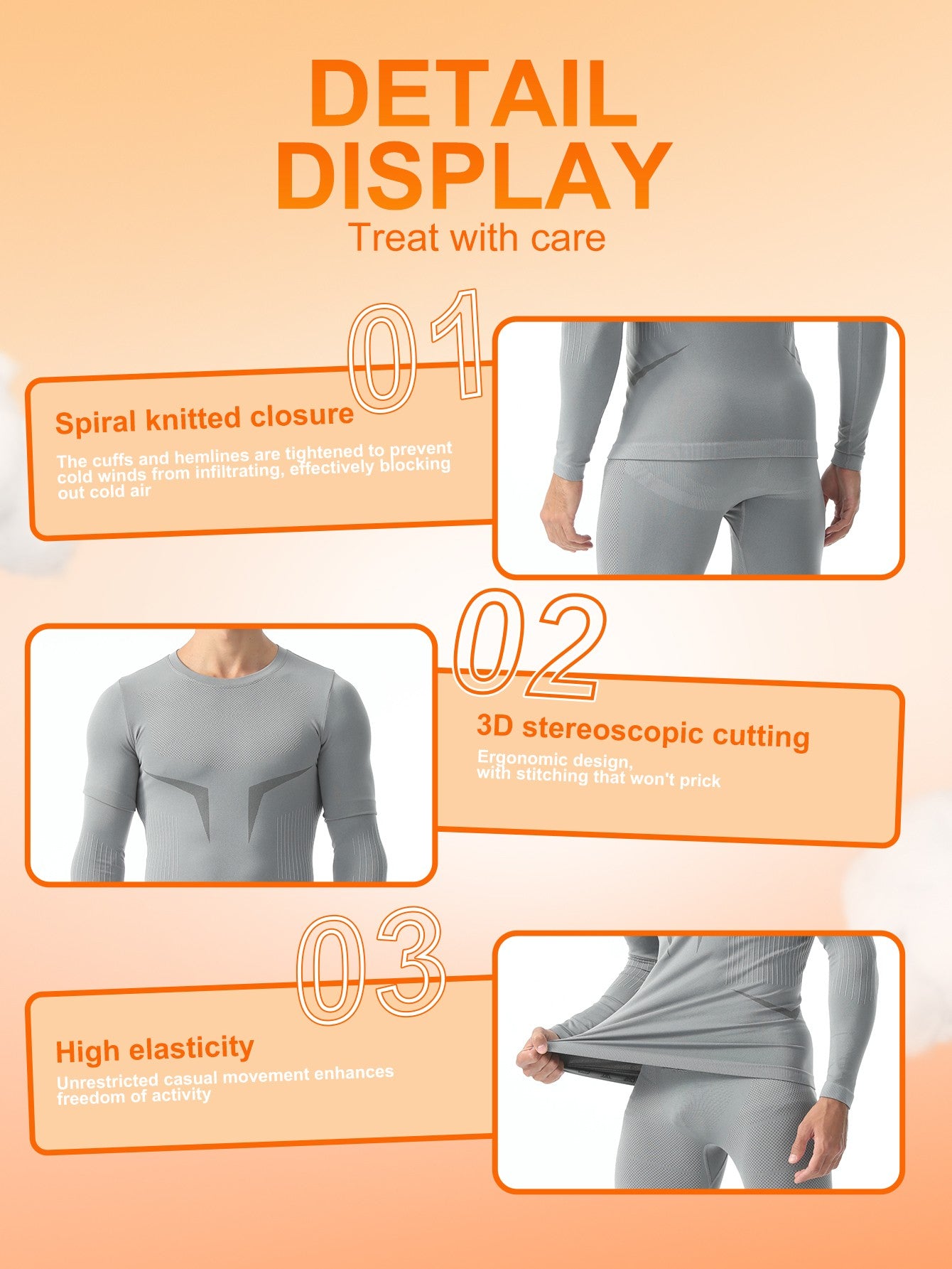 Esdy 1 Set Men's Winter Thermal Suit Outdoor Sports Thermal Underwear Tights Suit Winter Outdoor Hiking Coldproof Thermal Suit
