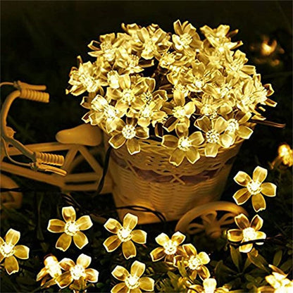 Solar Cherry Garden Blossom Flower Lights Garlands String Lights Solar Outdoor Waterproof Christmas Decoration Lamp