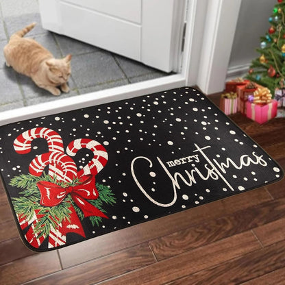VIKAMA Christmas Doormat, Merry Christmas Decorative Rug, Indoor/Outdoor Entry Mat, Durable and Easy-to-Clean Home Decor