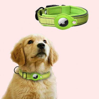 Coleira de cachorro AirTag, coleira reflexiva, coleiras acolchoadas, suporte para AirTag, coleira ajustável para cães pequenos, médios e grandes