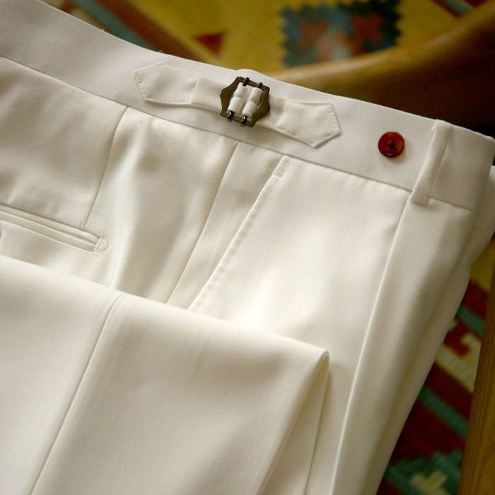 2024 Spring Summer Men's Fashion Solid Color Suit Trousers Male High Waist Loose Pants Men Business Casual Formal Pants W117