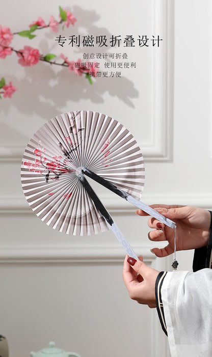 Chinese Japanese Style Silk Fan Folding Fan Wedding Fan Art Gifts Dance Hand Fan Vintage Bamboo Folding Hand Held Flower Fan