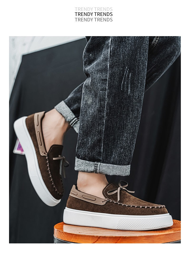 Designer Fashion British Style Flat Walking Shoes Casual Loafers Men Leather Shoes Luxury Dress Shoes Men Antiskid Driving Shoes