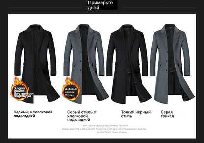 Coats for Men,Wool content 54%,A Long Jacket Below The Knee,Men's Overcoat,Men's Coat Windbreaker,Men Coats, Long Overcoat Men