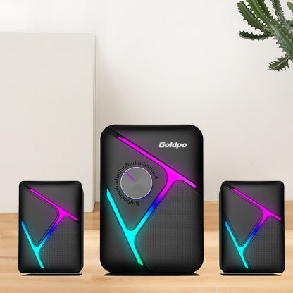Caixa de som Bluetooth Goldpo D26 com som surround 360 graus, estéreo sem fio Bluetooth para computador, Macbook, laptop