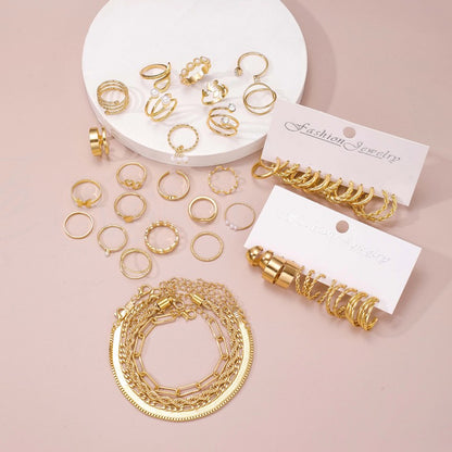 Conjunto de Joias Femininas 104 Peças/Conjunto Colar Brincos Anel Pulseira Brincos Cinco em Um Para Uso Diário de Férias 2024 Novo