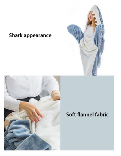 Shark Sleeping Bag Shawl Hooded Flannel Blanket Homewear Clothes Cartoon Pajamas Office Nap Animal Jumpsuit  For Children Adult