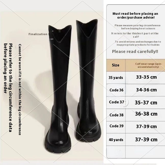 Real Soft Leather Boots 2025 Autumn And Winter New Knight Boots Height Increasing And Slimming Boots Thick Soled High Boots Long