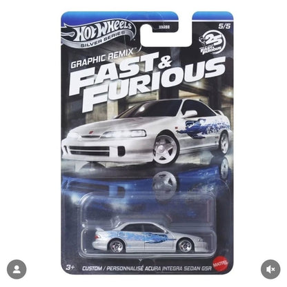 In Stock Hot Wheels 2025 HNR88 Silver Series Graphic Remix Fast & Furious Car Models 1/64 Honda S2000 Nissan Volkswagen Car Gift