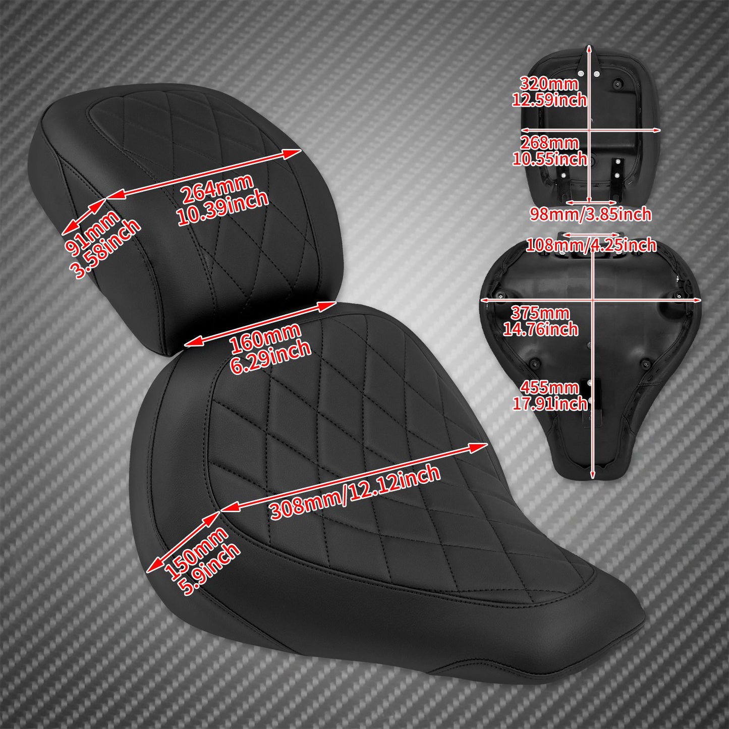 Assento de Passageiro de Motorista de Moto 2 Lugares Preto/Azul/Branco/Vermelho Para Harley Softail Fat Boy FLFB FLFBS 18-Up Breakout FXBR 23-Up