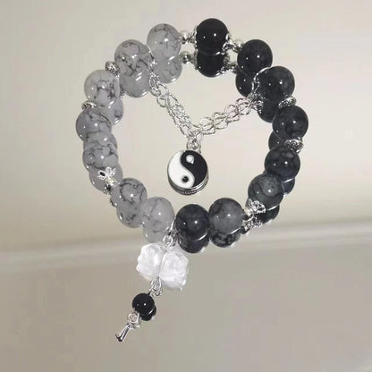 Nova pulseira de cristal com contas simples para mulheres meninas coreanas ins flor raposa pena borla pulseiras melhores amigas joias presentes 2024