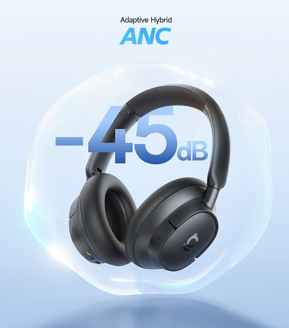 Baseus EH10 NC ANC Wireless Headphones 45dB Adaptive Hybrid Noise Cancelling Headsets Hi-Res LDAC Headphone Bluetooth 6.0 80Hrs