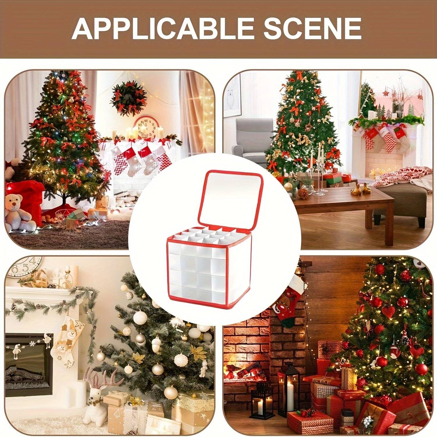 1/2pcs Christmas Ornament Storage Box With Handle Xmas Balls Decorations Container Large Capacity Bag Holiday Accesory Organizer