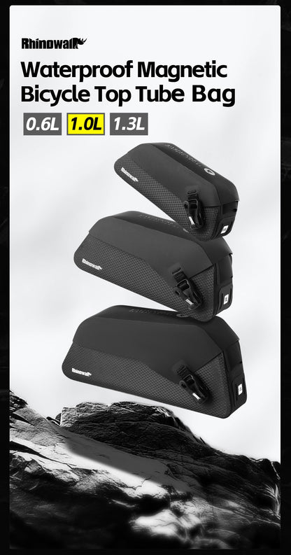 Rhinowalk Bicycle Top Tube Bag Waterproof Bike Front Frame Storage Bag Screw & Strap fixed Cycling Travel For MTB Road Gravel