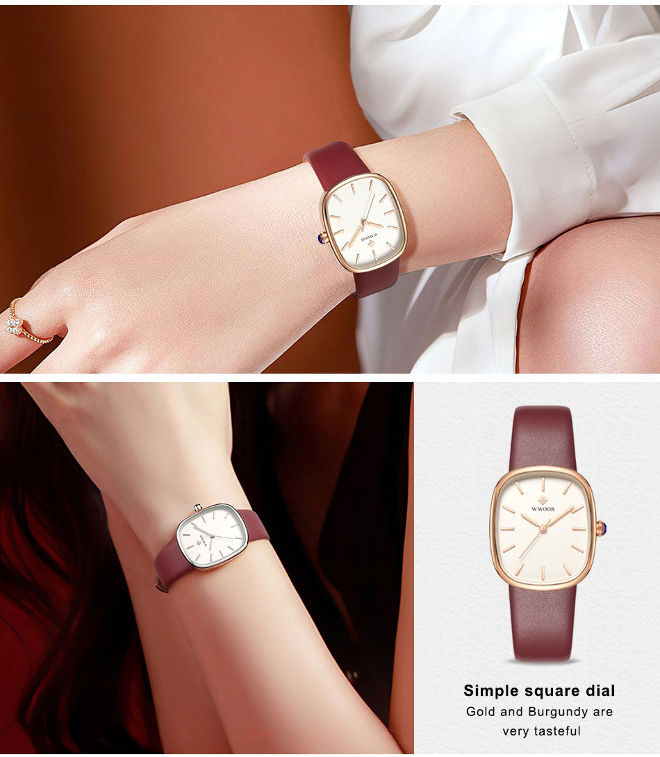 WWOOR New Reloj Fashion Women's Bracelet Watch Luxury Brand Elegant Dress Quartz Clock Waterproof Top Ladies Wristwatch Gift Box