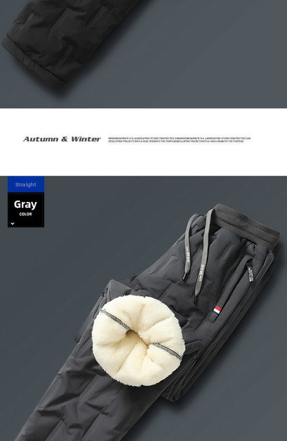 Men's Cargo Trousers Man Pants Plus Sweatpants Large Size Winter Warm Fleece Outer Y2k Alo Black Wear Thickened Baggy