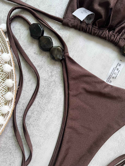 2025 Sexy Bead Bikini Swimwear Women Halter Bikini Swimsuit Beach Halter V Neck Bikini Set Beachwear Summer Bathing Suit