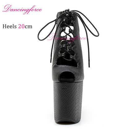 Unisex Sexy 20cm Peep Toe Extreme High Heels Platforms Stripper Sandals Boots Roman Gladiator Pole Dance Shoes Woman EU36-41