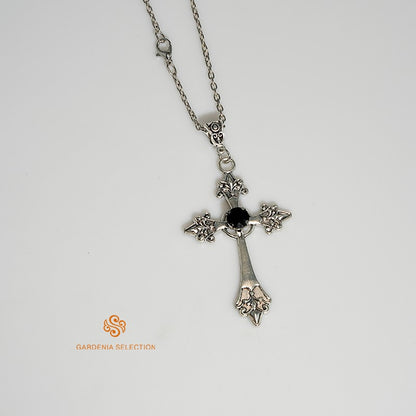 Colar com Pingente de Cruz de Cristal Estilo Punk Gótico Colar de Clavícula Joias Estéticas Presentes para Festa Masculino Feminino