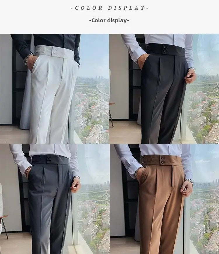 Calça Masculina Nadir Coffee Color Clássica Estilosa Paris Botão Prega Única Emagrece Suaviza Sua Silhueta Calça Social Casual