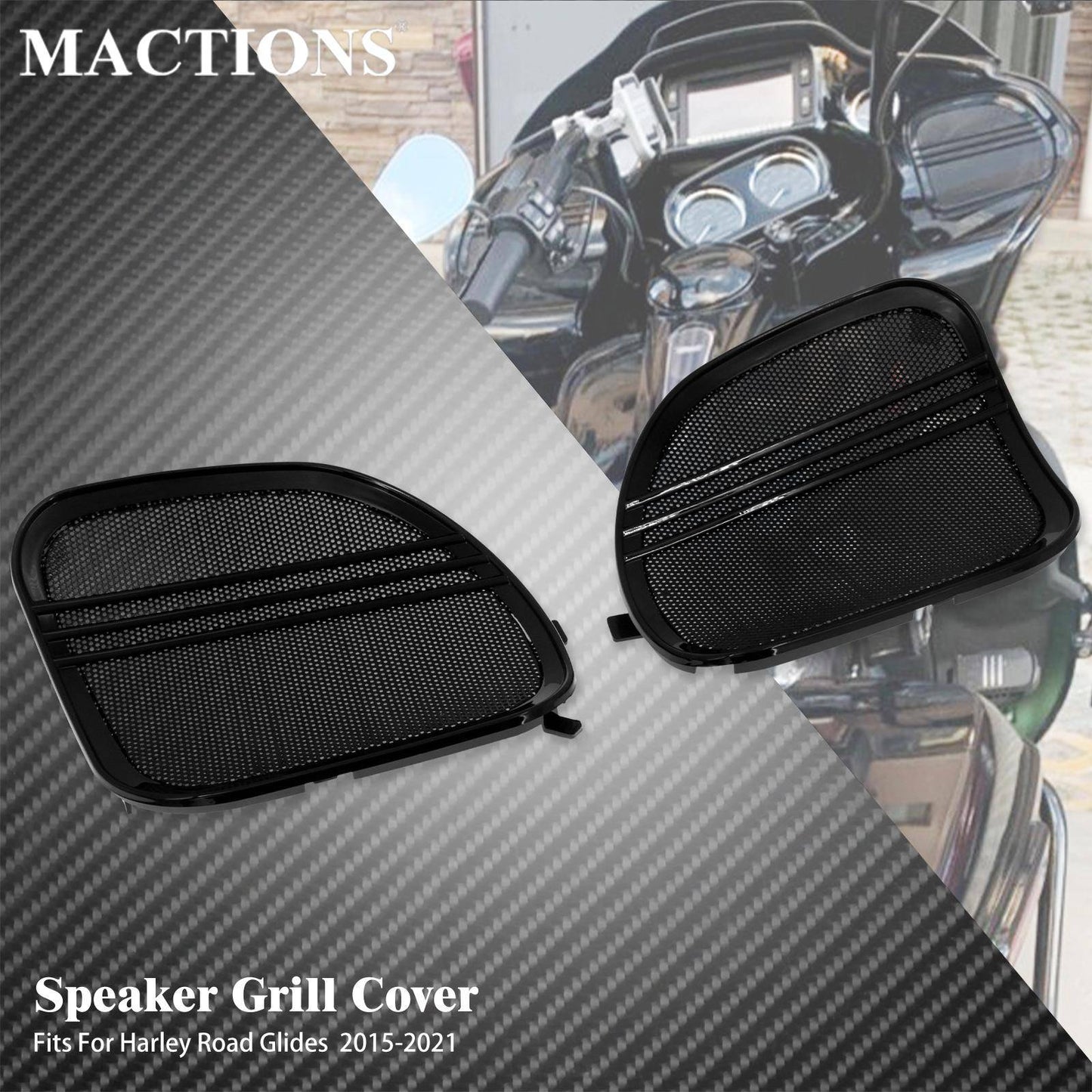 Grades do Alto-falante de Motocicleta Tri-Line Preto Tampas da Buzina da Grade Para Harley Touring CVO Road Glide FLTRX Special FLTRXS 2015-2023