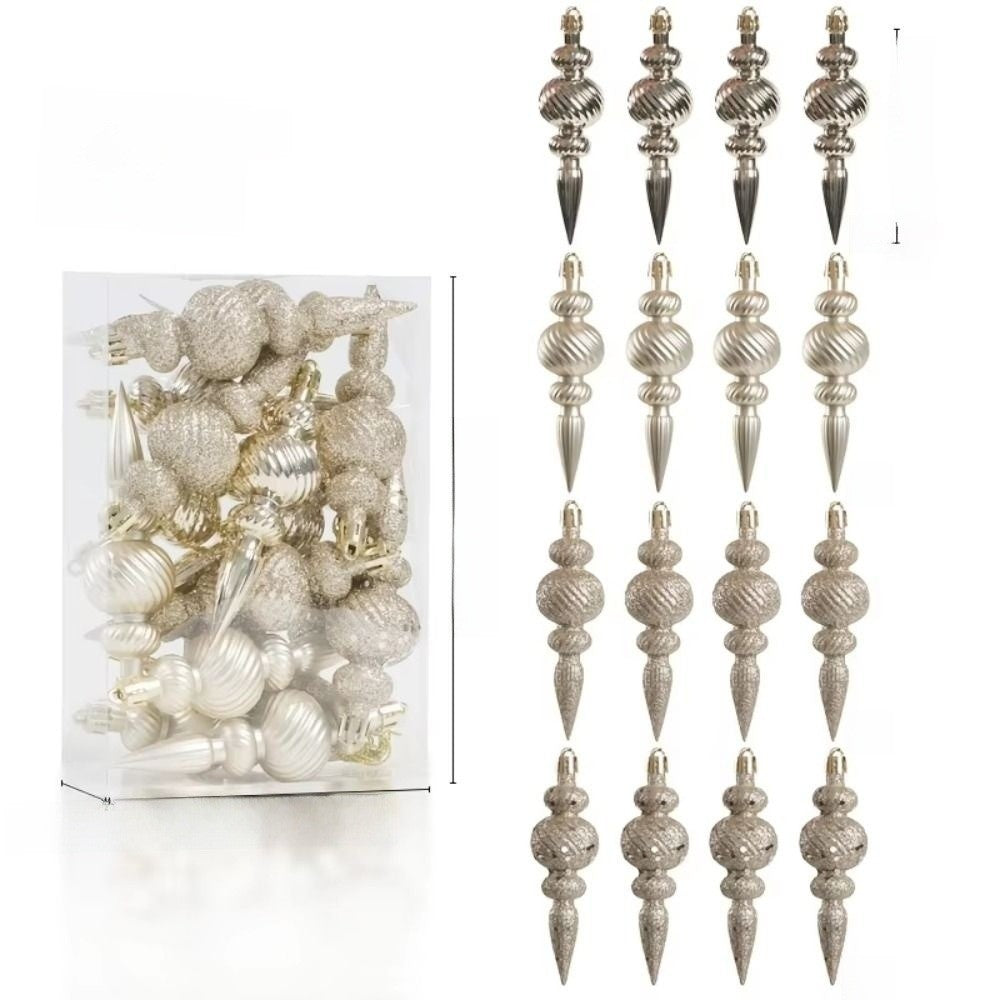 16Pcs 16Pcs/Box Christmas Hanging Balls Special Shaped Gold Powder Xmas Tree Party Decorations with Hanging Rope