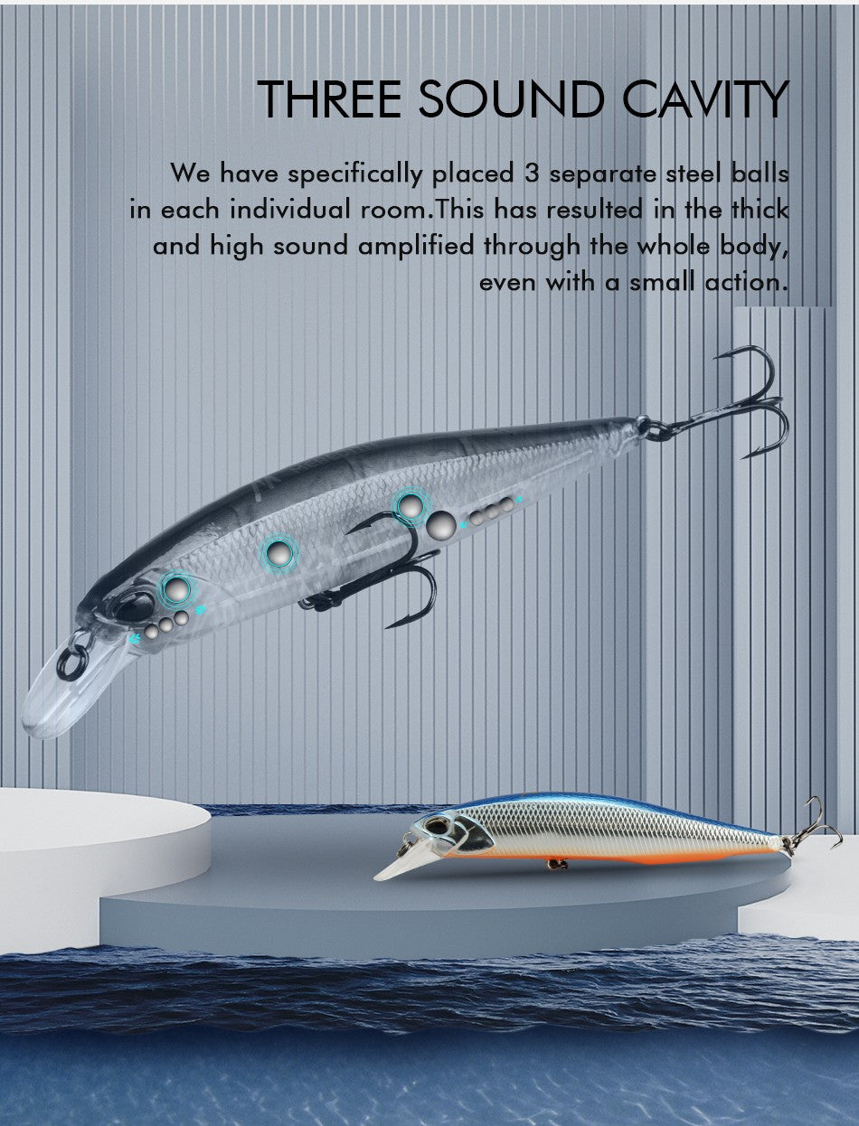 MEREDITH JERK MINNOW 100F 14g Flutuante Wobbler Isca de Pesca 24 Cores Isca Minnow Isca Dura Qualidade Profissional Profundidade0.8-1.0m