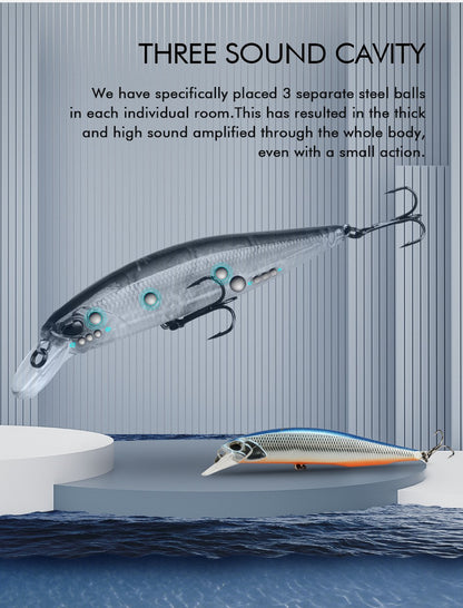 MEREDITH JERK MINNOW 100F 14g Flutuante Wobbler Isca de Pesca 24 Cores Isca Minnow Isca Dura Qualidade Profissional Profundidade0.8-1.0m