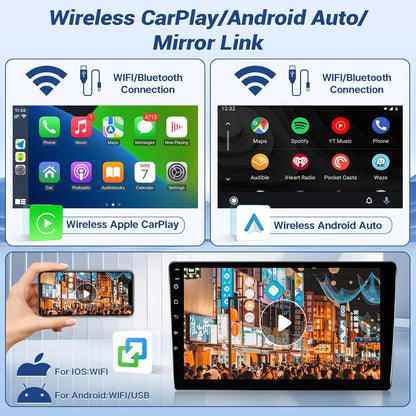 10.1 Inch Wireless Car Radio for Honda Accord 8th 2008-2013 CarPlay Android Auto Touchscreen Car Stereo with Rear Camera GPS FM