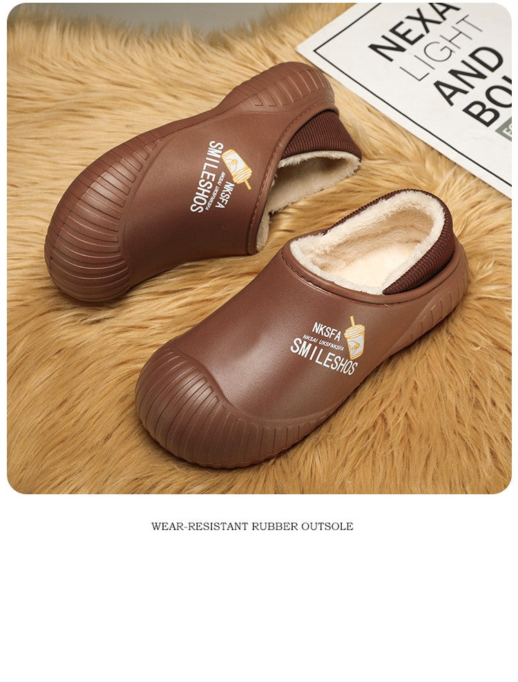 Men Winter Warm Slippers Couple House Cotton Shoes Outdoor EVA Fur Shoes Plush Slippers Home Bedroom Shoes Big Size Slides 39-44