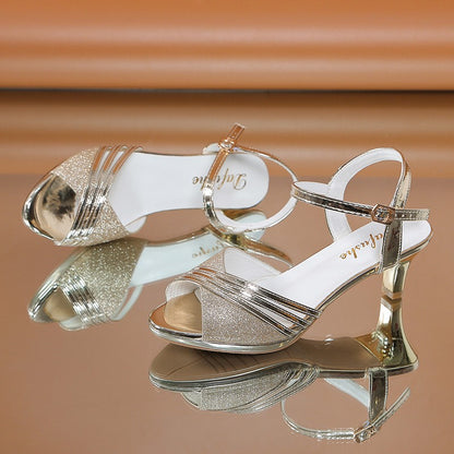 shoes woman trend Summer New Style British Style Fish Mouth Buckle Fashion Open-toe Sandals Women Fashion Comfortable High Heels