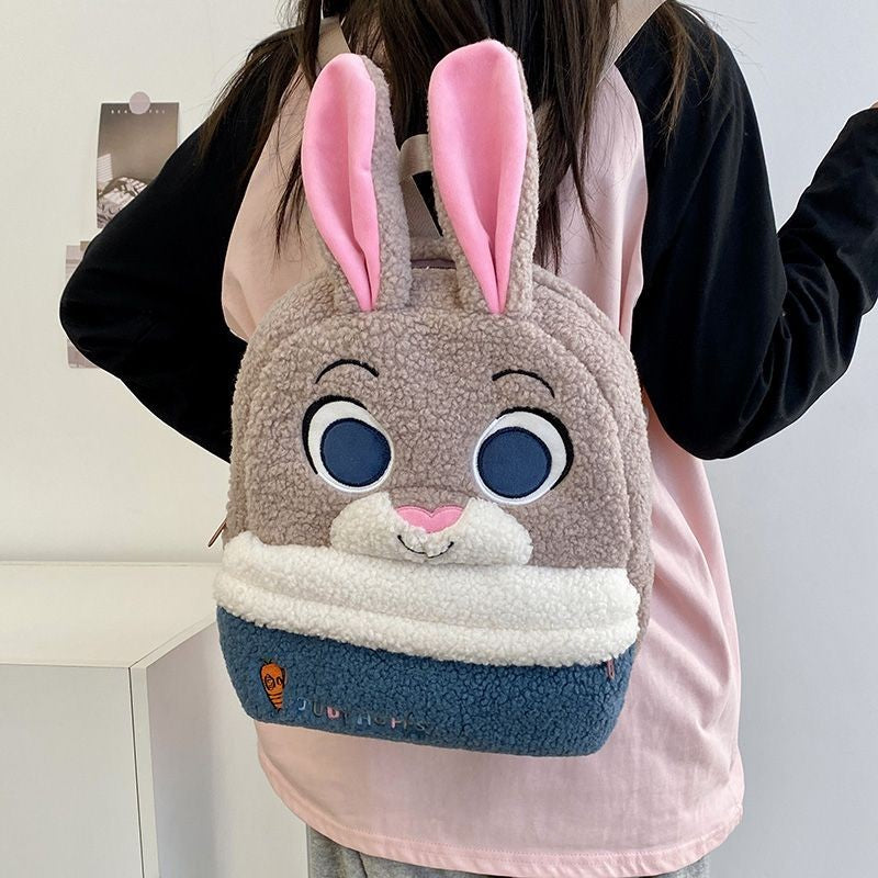 Mochila de pelúcia fofa Disney Nick e Judy, mochila de desenho animado ultraleve de grande capacidade, bolsa de boneca para estudantes, presente infantil