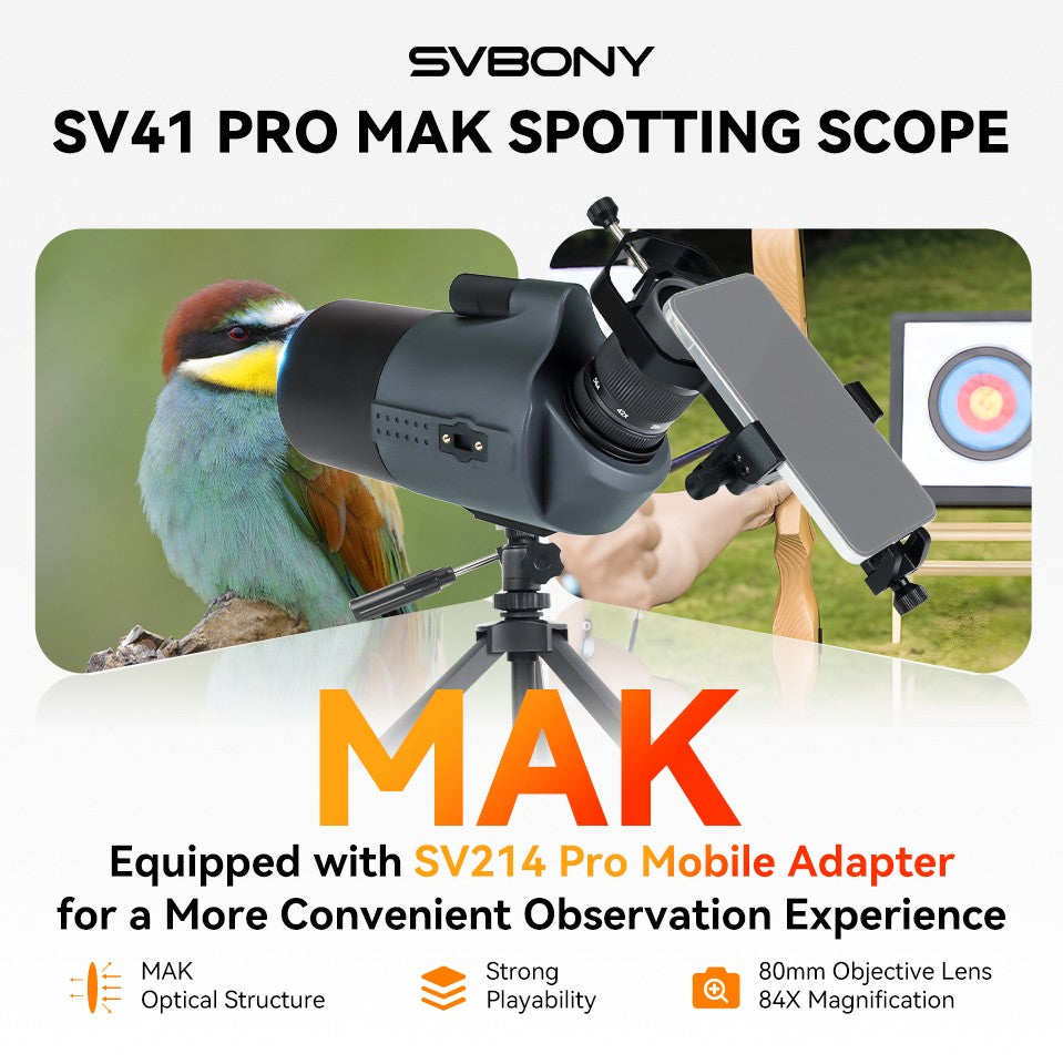 Telescópio/Luneta Compacto Svbony SV41Pro 28-84x80mm Mini Maksutov para Observação de Aves, Uso Terrestre e Astronômico