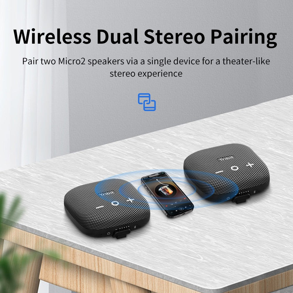 Tribit StormBox Micro 2 Caixa de Som Bluetooth Portátil 90dB Som Alto Graves Profundos IP67 à Prova d'Água Alto-falante Pequeno para Acampamento Alça Embutida